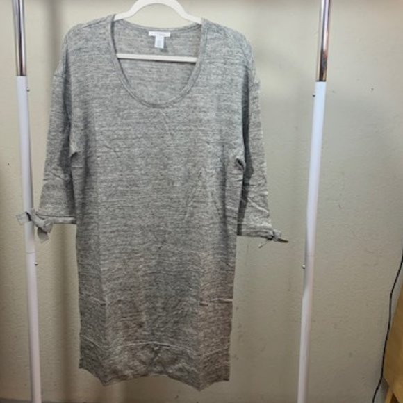Daily Ritual Women's Gray 1/2 Tie Sleeve Scoop Neck Midi Dress Medium NIB - Picture 1 of 7